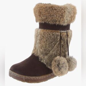 New BearPaw Tan and Brown Fur Boots